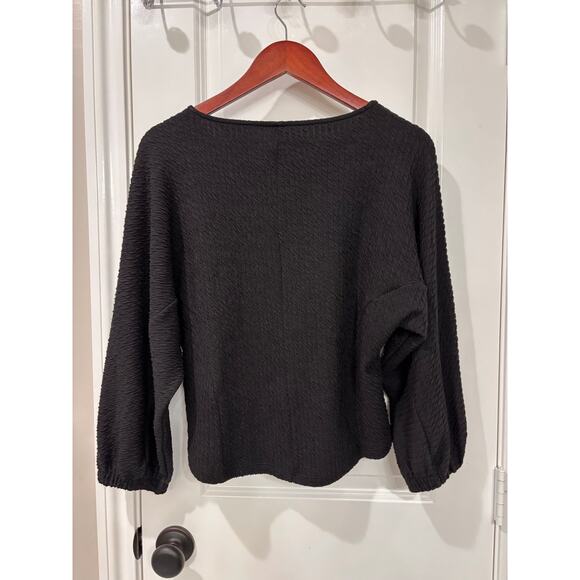 Anthropologie Arya Textured Top in Black Size Small - Picture 3 of 7